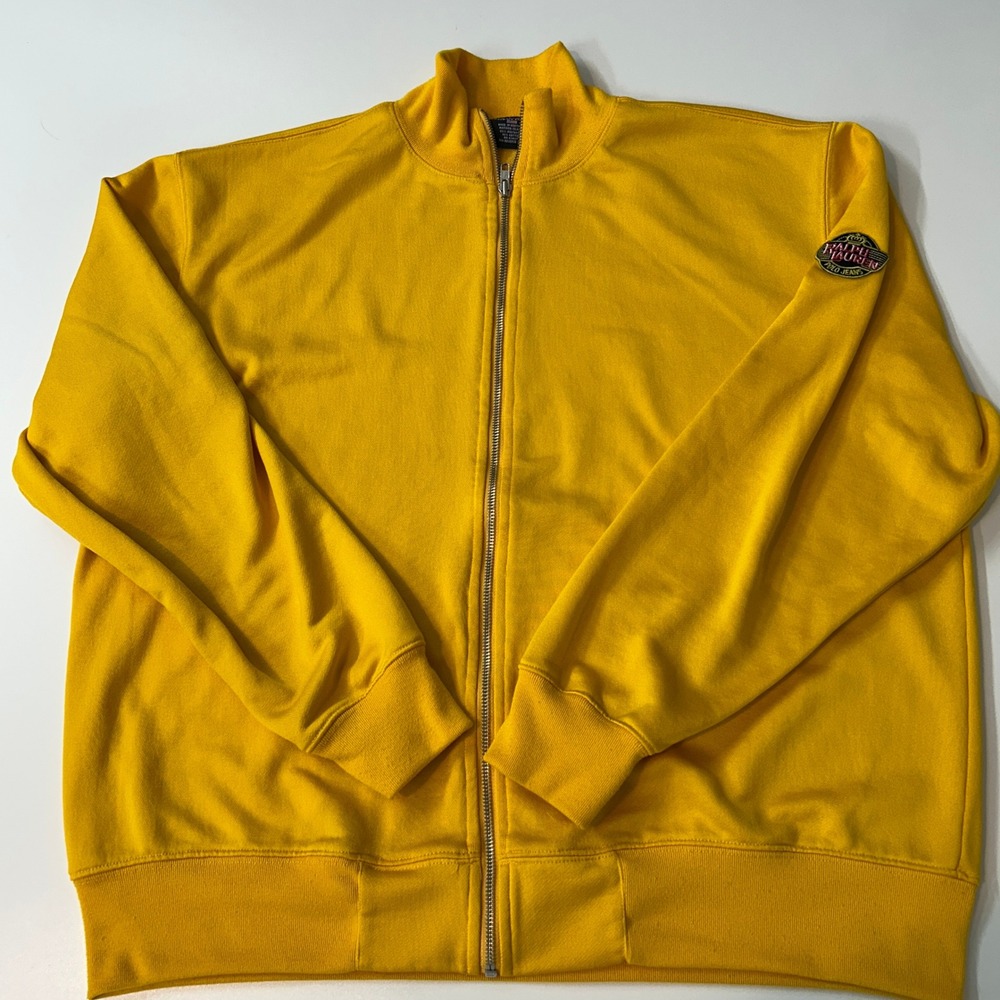Polo Jeans Co Ralph Lauren Mens XL Yellow Full Zip Track Jacket Patch Logo